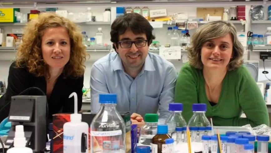 Los investigadores de la UAB: Emma Puighermanal-Puivert, Albert Quintana y Elisenda Sanz.