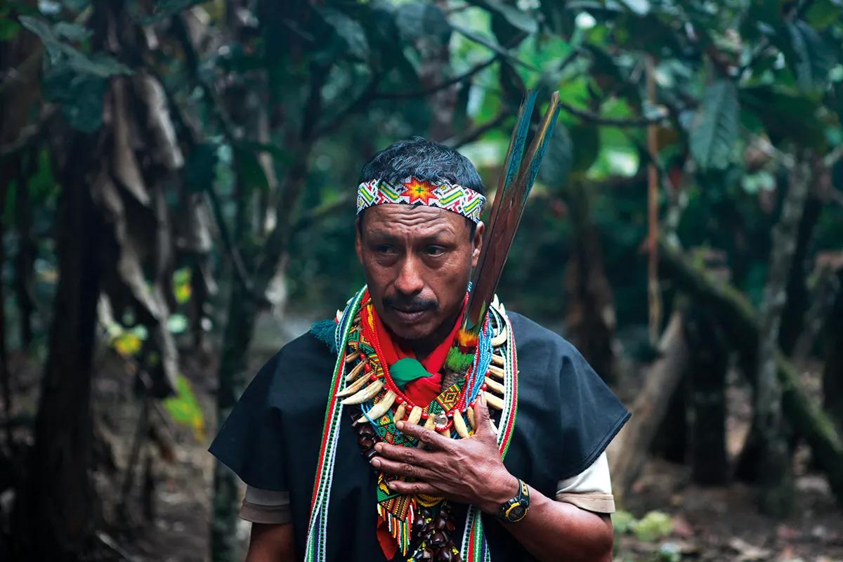 Gobernador, médico tradicional y autoridad espirituyal del territorio Inga, Putumayo. 